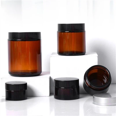 Botella de crema color ámbar